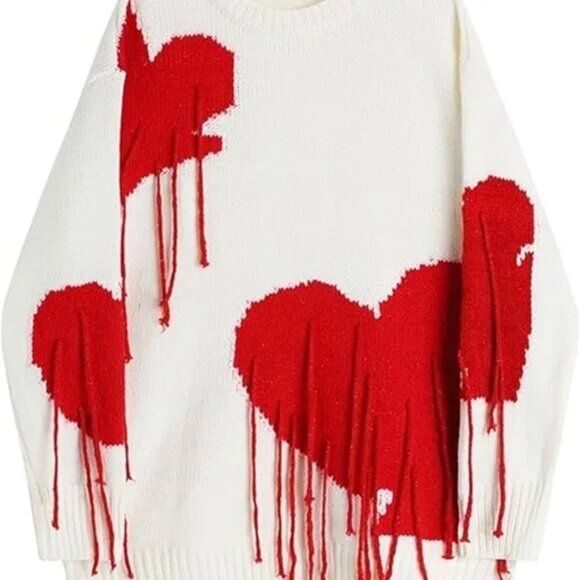 Sweaters - Heart Tassel Valentine Sweater